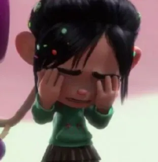 🍓 Vanellope Wreck-It Ralph triste, llorando, disney, dibujos animados, personaje, vanellope von schweetz telegram sticker