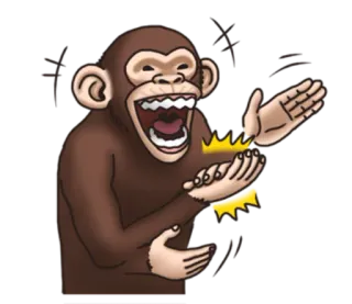 😂 macaco, animal, desenho animado, aplaudindo, animado telegram sticker