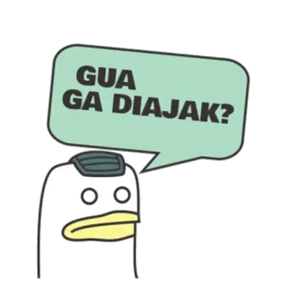 😭 GUA GA DIAJAK? 오리, 스티커, 말풍선, 질문, 인도네시아어 telegram sticker