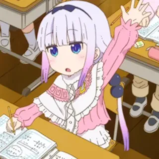 🍚 Kanna Kamui Miss Kobayashi's Dragon Maid Anime, Kanna Kamui, Dragon Maid, Escola, Fofo, Kawaii whatsapp sticker