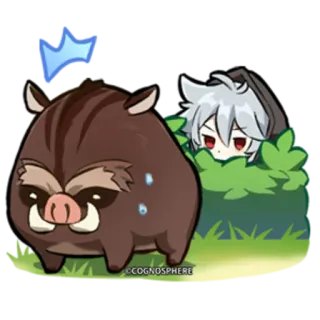 ⭐️ Razor Genshin Impact Razor, Genshin Impact, boar, anime, chibi, video game, character sticker telegram sticker