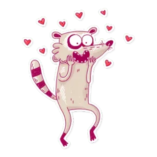 💕 การ์ตูน, แรคคูน, หัวใจ, น่ารัก, สัตว์, สติกเกอร์, ภาพประกอบ telegram sticker