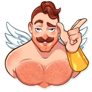 👋 homme, ailes, pointant, autocollant, illustration telegram sticker