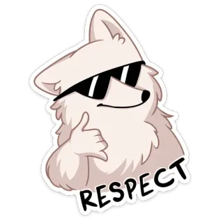 😎 RESPECT cane, rispetto, cool, animale, occhiali da sole, carino telegram sticker