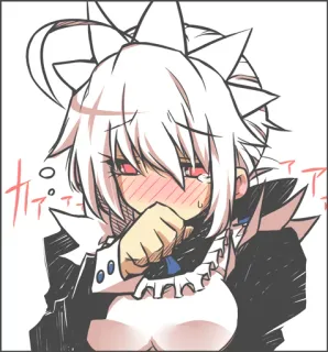😳 カァァァ anime girl, blushing, cute, manga style, maid outfit telegram sticker