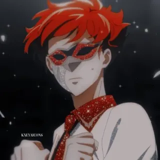 ⛸️ Anime, Maskerade, Charakter, Rote Haare, Maske, Schal, Porträt whatsapp sticker