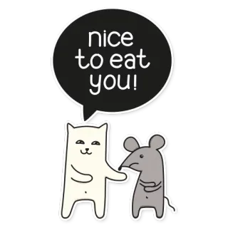 😏 nice to eat you! Katze, Maus, Humor, lustig, Tier, Cartoon, Meme telegram sticker