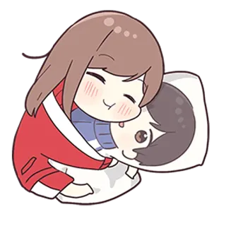 ❤️ hug, love, couple, friendship, cartoon, kawaii whatsapp sticker