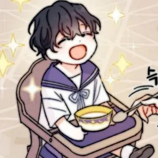 🧸 숥 criança, bebê, desenho animado, fofo, comendo, colher, cadeirão, estrelas whatsapp sticker