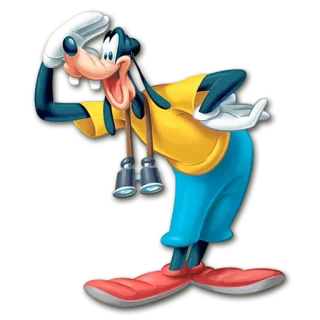 🔭 Goofy cartone animato, Disney, binocolo, personaggio, Goofy telegram sticker