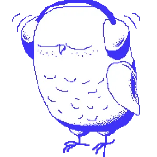 🎧 burung hantu, headphone, musik, mendengarkan, burung, imut, seni piksel, santai telegram sticker