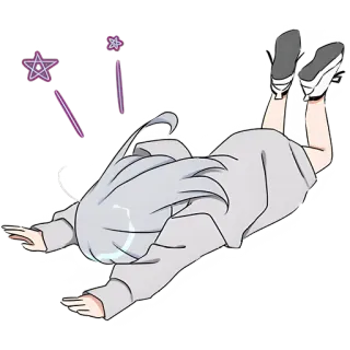 🫠 anime girl, magic, wand, cartoon, grey telegram sticker