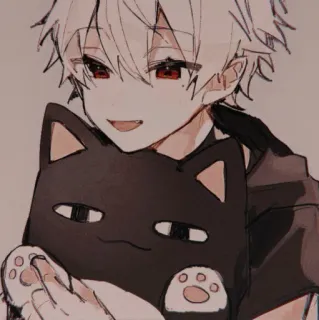 🤍 anime, cat, boy, cute, manga, character whatsapp sticker