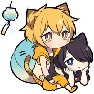 🎐 애니메이션, 만화, 고양이 귀, 만화, 귀여운, 카와이, 치비, 상어 telegram sticker