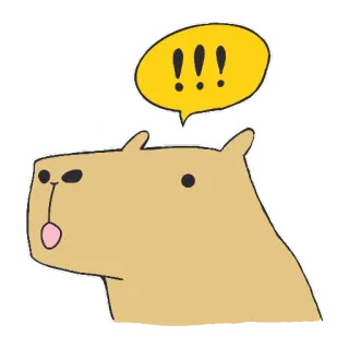 😮 !!! Capivara, Exclamação, Sticker, Animal, Roedor, Fofo telegram sticker