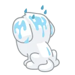 🌧 melt meleleh, anjing, biru, putih, stiker whatsapp sticker