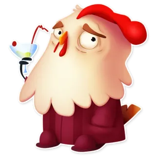 😐 pollo, cartone animato, cocktail, bevanda, uccello, animale telegram sticker