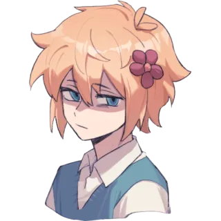 😠 Basil OMORI Anime, Postać, Kwiat, Sztuka cyfrowa, Ilustracja telegram sticker