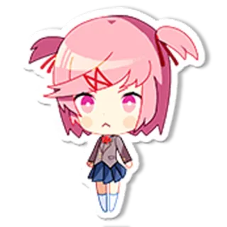 😕 Natsuki Doki Doki Literature Club! Аниме, Манга, Милый, Каваи, Литературный клуб, Доки Доки, Розовые волосы, Цундере whatsapp sticker