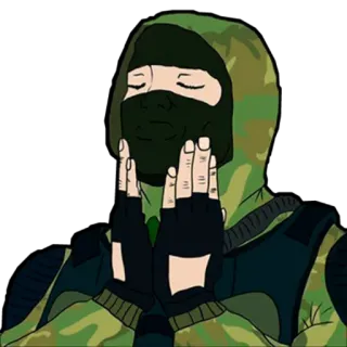 ☺️ wojsko, żołnierz, kamuflaż, maska, rękawice telegram sticker