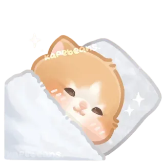 ☺️ KapeBeans kucing, tidur, lucu, nyaman, bantal, selimut, kawaii whatsapp sticker