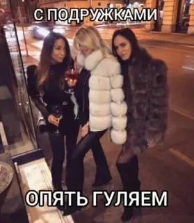 🌟 С ПОДРУЖКАМИ
ОПЯТЬ ГУЛЯЕМ ผู้หญิง, เพื่อน, ปาร์ตี้, ผู้หญิง, กลางคืน, เครื่องดื่ม telegram sticker