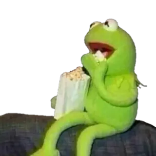 🍿 Kermit the Frog Kermit, grenouille, marionnette, popcorn, manger, regarder, film, muppet telegram sticker