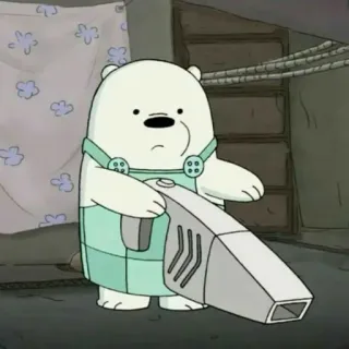 ✨ Ice Bear We Bare Bears oso, dibujos animados, oso polar, aspiradora, animal telegram sticker