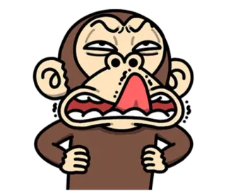 🙉 원숭이, 화난, 만화, 표정, 웃긴, 동물 telegram sticker