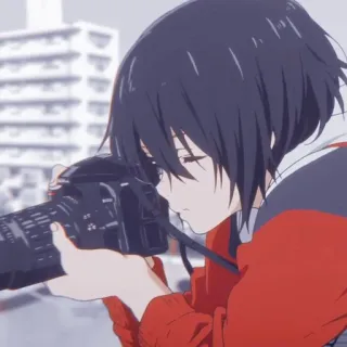 😉 Anime, Dziewczyna, Fotograf, Aparat, Portret, Sztuka telegram sticker