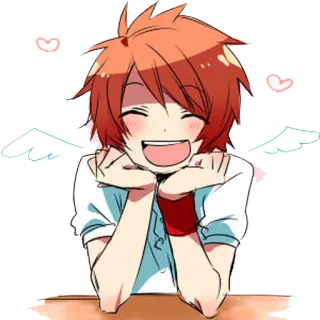❤ anime, boy, cute, hearts, manga, happy telegram sticker
