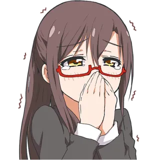 😢 Anime, Garota, Triste, Chorando, Emocional, Óculos telegram sticker