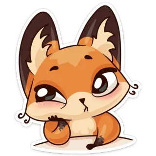 😕 fox, animal, cartoon, cute, sticker telegram sticker