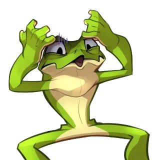 😨 grenouille, dessin animé, personnage, animal, drôle, expression, confus, frustré telegram sticker