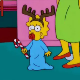 🦌 Lisa Simpson The Simpsons 만화, 애니메이션, 크리스마스, 순록, 사탕 지팡이, 아기, 젖꼭지 telegram sticker