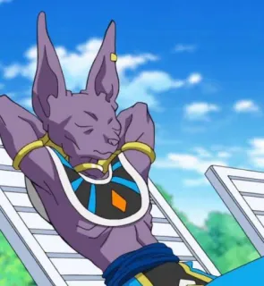 🎌 Beerus Dragon Ball anime, cat, god, relaxed, cartoon telegram sticker