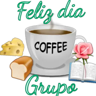 ☕ Feliz dia
Coffee
Grupo coffee, breakfast, greeting, spanish, cheese, bread, rose whatsapp sticker