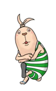 😝 кролик, мультфильм, животное, персонаж, зеленый, белый telegram sticker