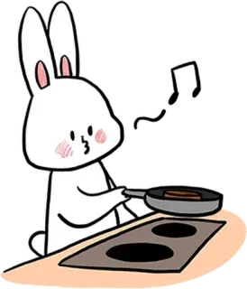 🍳 coniglio, cucina, padella, cibo, carino, illustrazione telegram sticker