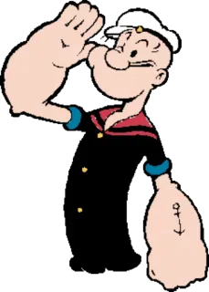 😚 Popeye การ์ตูน, กะลาสี, ป๊อปอาย, ตัวละคร, ผักโขม telegram sticker