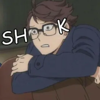 🥶 SHOK shocked, anime, man, glasses, scared telegram sticker