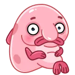 😨 ブロブフィッシュ, 動物, ピンク, 漫画, 魚 telegram sticker