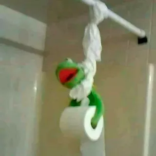 ☠️ Kermit the Frog 科米特, 青蛙, 木偶, 浴室, 卫生纸, 搞笑 telegram sticker
