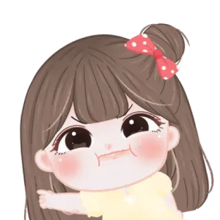 🍓 卡通, 女孩, 生气, 可爱, 蝴蝶结, 指着, 动画 telegram sticker