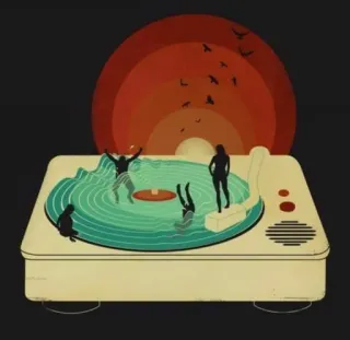 🎵 Platine Vinyle, Musique, Vinyle, Rétro, Abstrait, Art telegram sticker