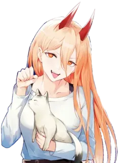 😈 Power Chainsaw Man anime, demon, cat, Chainsaw Man, Power telegram sticker