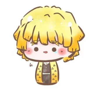 ©️ Zenitsu Agatsuma Demon Slayer アニメ, 鬼滅の刃, 善逸, ちびキャラ, かわいい, 可愛い whatsapp sticker