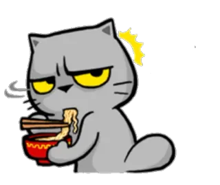 🍽 Katze, Ramen, Essen, Essen, Cartoon, Sticker telegram sticker