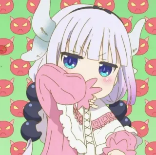 🍡 Kanna Kamui Miss Kobayashi's Dragon Maid Anime, Mignon, Dragon, Fille, Kawaii, Kanna telegram sticker