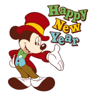 🎅 Mickey Mouse Happy New Year Micky Maus, Disney, Frohes Neues Jahr, Cartoon, Feiertag, Feier telegram sticker